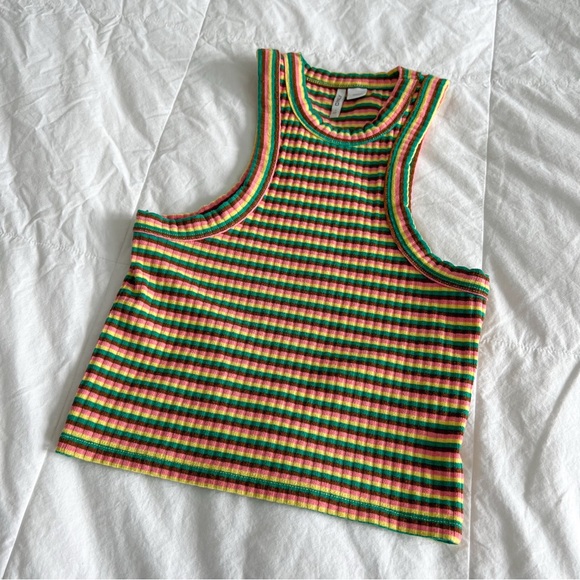 Only Ribbed Racer Neck Striped Tank Top - Picture 4 of 12
